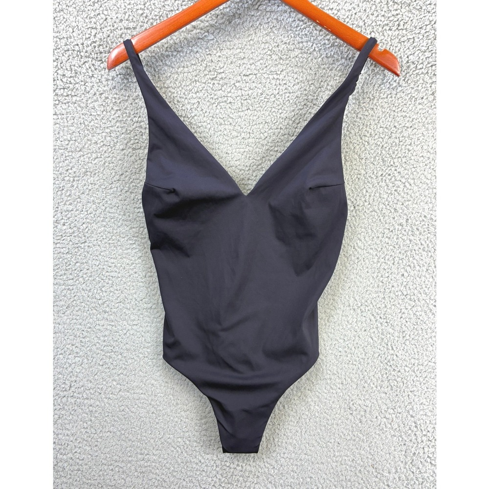 COS Plunge V Neck One Piece Swimsuit Womens 8 Navy Beach Summer Swim Bathing